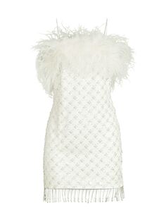 Свадебное мини-платье Chantal с перьями и украшением Rebecca Vallance, слоновая кость