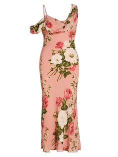 Платье миди Reya с цветочным принтом и драпировкой Reformation, роза