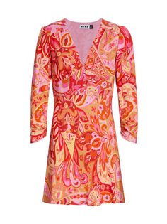 Мини-платье Jules с абстрактным принтом Rixo, розовый