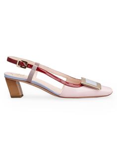 Кожаные туфли Belle Vivier с цветными блоками Roger Vivier, розовый