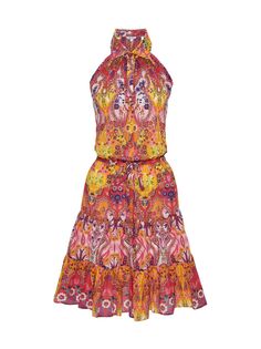 Мини-платье Daisy из хлопка и шелка с поясом Robert Graham, разноцветный