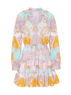 Ярусное мини-платье Sydney с узором пейсли Robert Graham, разноцветный