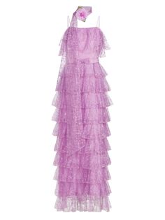 Многоярусное платье с рюшами Rodarte, фиолетовый