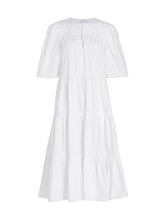 Многоярусное хлопковое платье Rosetta Getty, белый