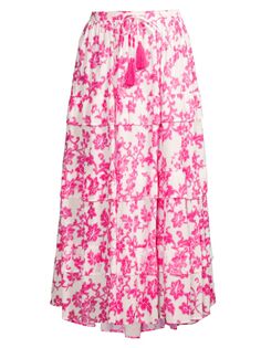 Ярусная юбка миди Ethel с кулиской Ro&apos;s Garden, розовый