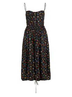 Платье миди с цветочным принтом Ditsy Rosetta Getty, черный