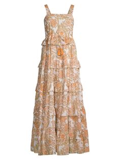 Хлопковое платье макси Ester с цветочным принтом Ro&apos;s Garden, оранжевый