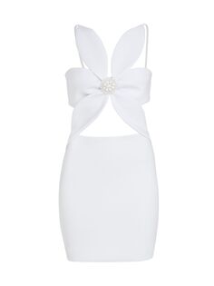 Мини-платье с цветочным декором ROTATE Birger Christensen, белый