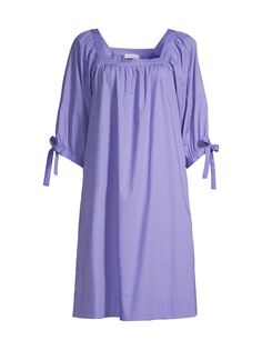 Платье до колен с завязками на манжетах ROSSO35, фиолетовый