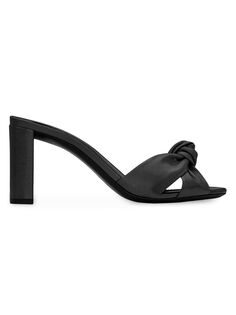Туфли-мюли на каблуке Bianca из гладкой кожи Saint Laurent, черный