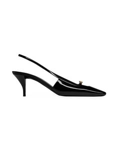 Туфли-лодочки Blade с ремешком на пятке из лакированной кожи Saint Laurent, неро