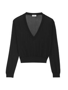 Укороченный вязаный свитер Saint Laurent, черный