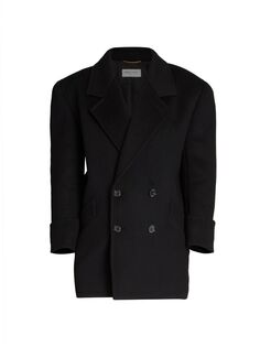 Двубортное пальто из шерсти Saint Laurent