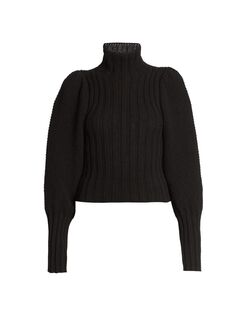 Шерстяной свитер в рубчик с высоким воротником Saint Laurent