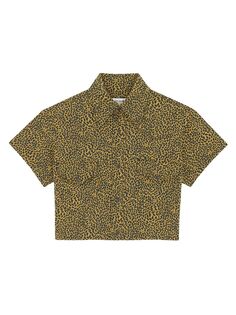 Укороченная рубашка с леопардовым принтом Saint Laurent