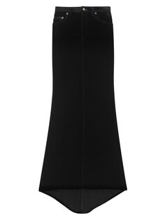 Длинная бархатная юбка Saint Laurent, черный