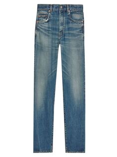 Прямые джинсы из винтажной джинсовой ткани Saint Laurent, синий