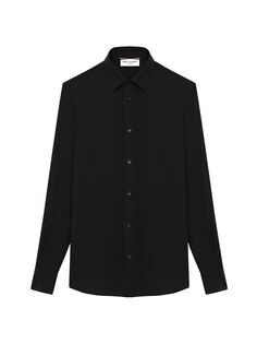 Рубашка из шелкового крепа Saint Laurent, черный