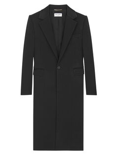 Однобортное пальто из креп-сатина Saint Laurent