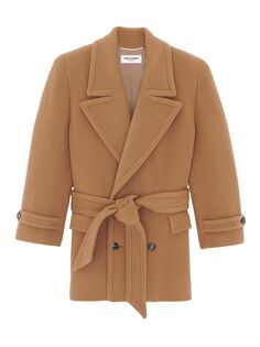 Короткое пальто из шерсти Saint Laurent