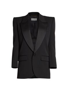 Однобортный смокинг цвета Grain De Poudre Saint Laurent