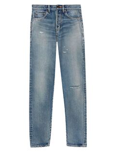 Узкие джинсы из синего денима Santa Monica Saint Laurent, синий