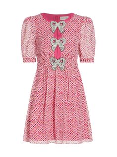 Мини-платье Jamie Bow с украшением Saloni, розовый