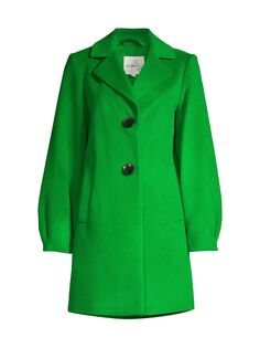 Шерстяное пальто с объемными рукавами Sam Edelman, зеленый