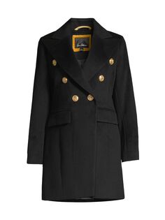 Двубортное шерстяное пальто в стиле милитари Sam Edelman, черный