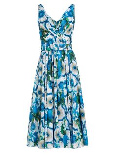 Платье миди с поясом и цветочным принтом Vivien Samantha Sung, синий