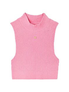 Укороченный свитер в рубчик Sandro, розовый