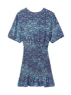 Короткое платье с цветочным принтом Sandro, синий