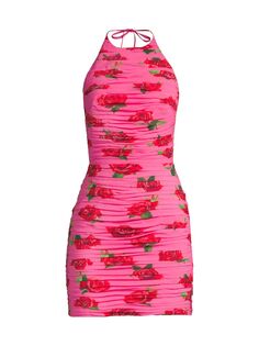 Мини-платье Sonia с цветочным принтом и сборками на бретельках Sau Lee, розовый
