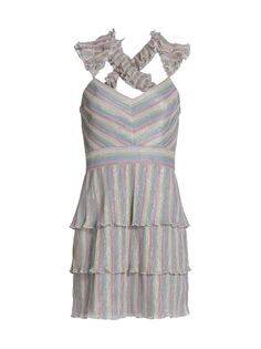 Мини-платье Candy Stripe со складками и оборками Saylor, разноцветный