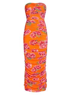 Платье-миди Farrah с цветочным принтом и рюшами Sau Lee, оранжевый