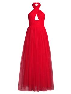 Платье Serena из тюля с лямкой на шее Sau Lee, красный