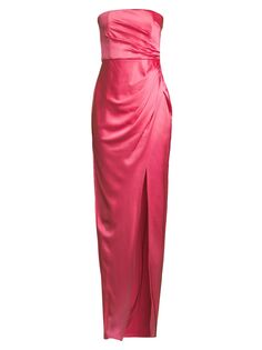 Атласное платье Priyanka без бретелек Sau Lee, розовый
