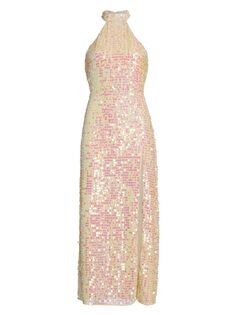 Платье макси Khoudia с блестками и бретелью через шею Saylor, розовый