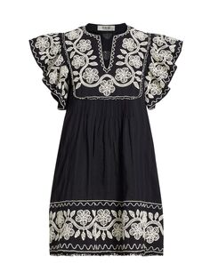 Мини-платье Beck с цветочной вышивкой Sea, черный