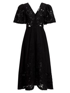 Шелковое кружевное платье макси Julian Sea, черный