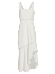 Асимметричное платье миди Houston с бисером SIMKHAI, белый