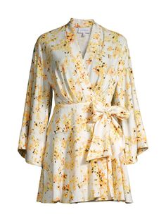 Мини-платье Maia с цветочным принтом и запахом из смеси льна Significant Other, золотой