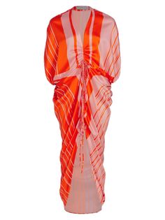Платье миди с цветными блоками и рюшами Cloister Silvia Tcherassi, оранжевый