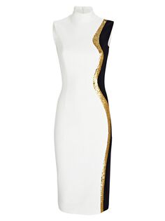 Платье без рукавов, украшенное пайетками Sergio Hudson, золотой