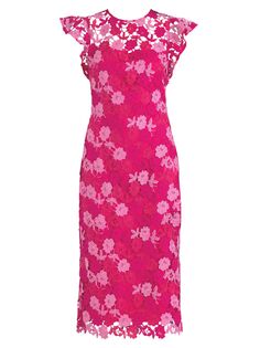 Кружевное платье-миди Rachel с цветочным принтом Shoshanna, роза