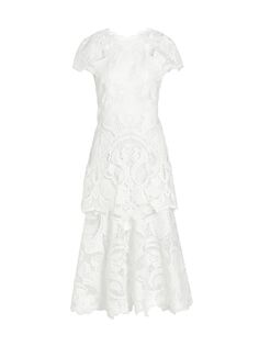 Кружевное платье-миди Laura Guipure SIMKHAI, белый