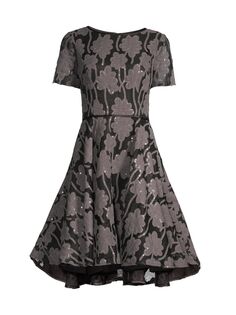 Оригинальное облегающее платье с цветочным принтом и расклешенным фасоном Shani, черный