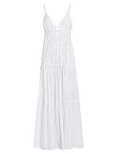 Ярусное платье макси April со сборками SIMKHAI, белый
