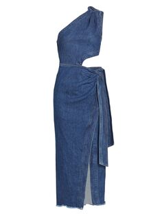 Джинсовое платье-миди на одно плечо Doran SIMKHAI