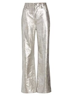 Широкие брюки из искусственной кожи Fizzy Simon Miller, серебряный